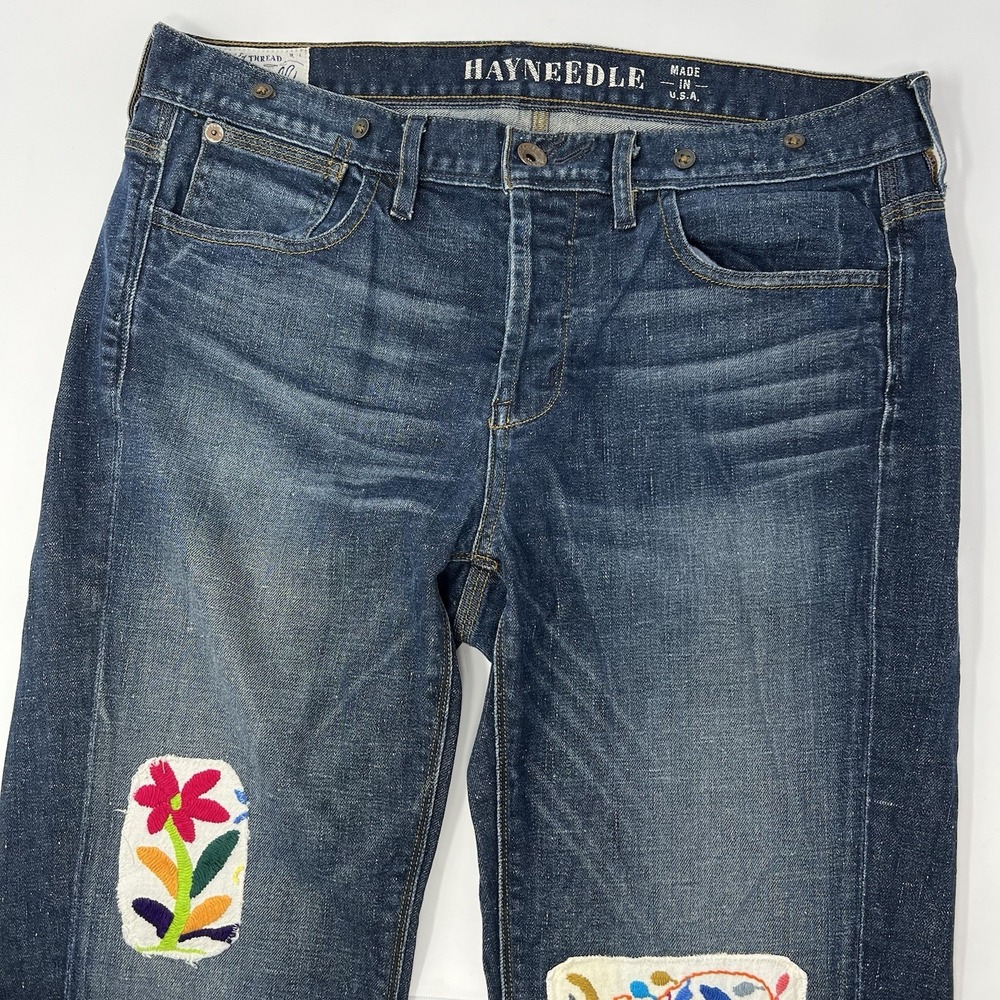 Madewell Rivet & Thread Hayneedle Straight Jeans Women's‎ 27 Added Patches Boho